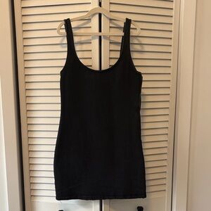 Zara Black Scoop Neck Denim Stretch Dress